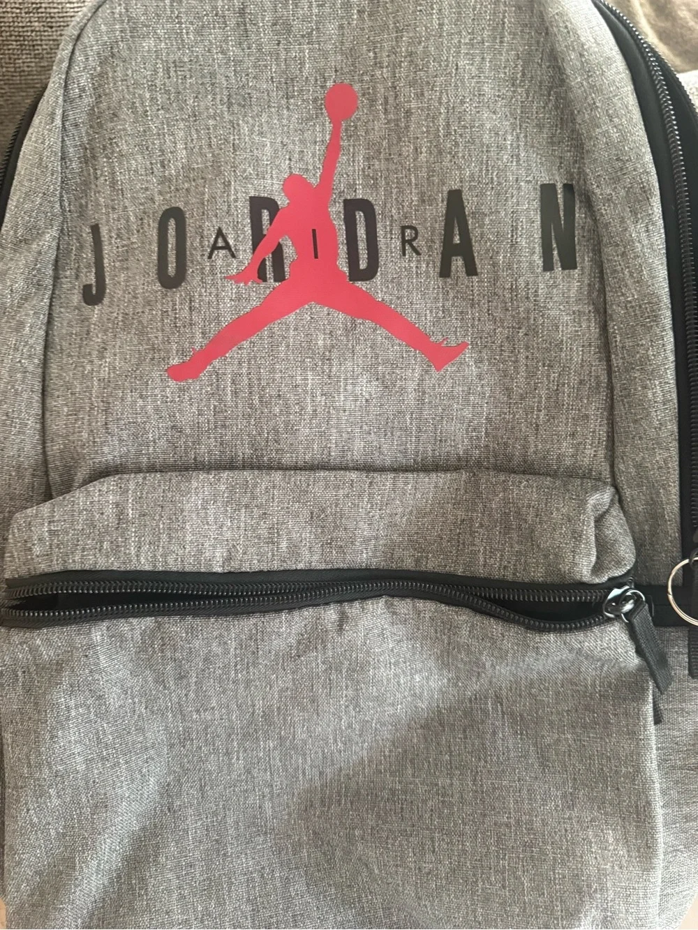 Jordan Grey Backpack with Red Jumpman Logo